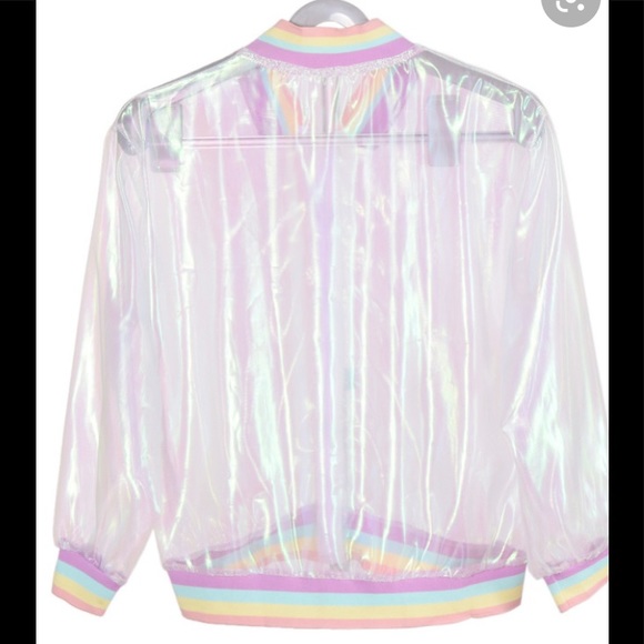 NWOT🌈Rainbow Holographic Transparent Jacket - Picture 13 of 16